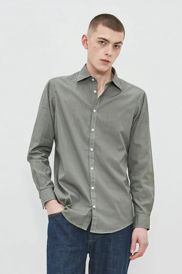 Men GENOVA 8211 Cotton Shirt 8211 Fango Massimo Alba Shirts
