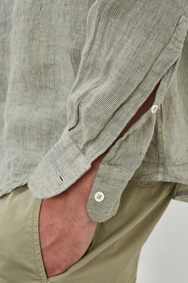 Men GENOVA 8211 Linen Shirt 8211 Fango Massimo Alba Shirts