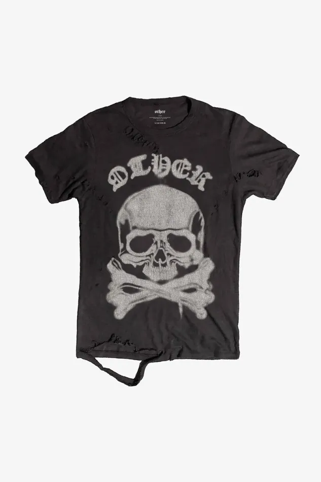 Men Graffiti Skull and Crossbones Thrasher Tee OTHER TEES