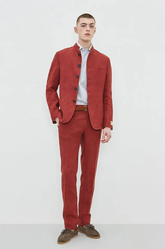 Men GSTAAD 8211 Dlav Linen Jacket 8211 Ruggine Massimo Alba Jackets and Coats