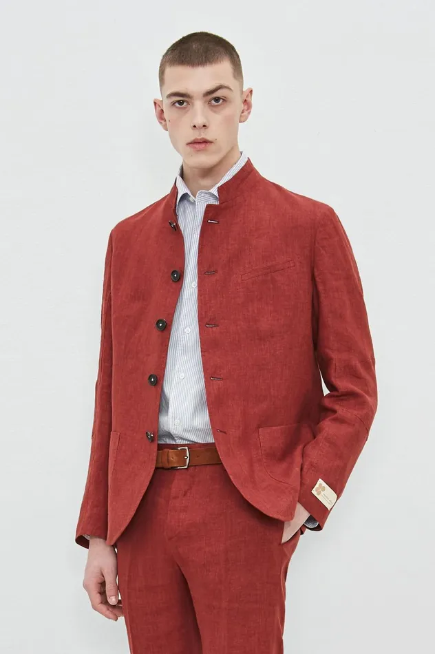 Men GSTAAD 8211 Dlav Linen Jacket 8211 Ruggine Massimo Alba Jackets and Coats Men GSTAAD 8211 Dlav Linen Jacket 8211 Ruggine Massimo Alba Jackets and Coats