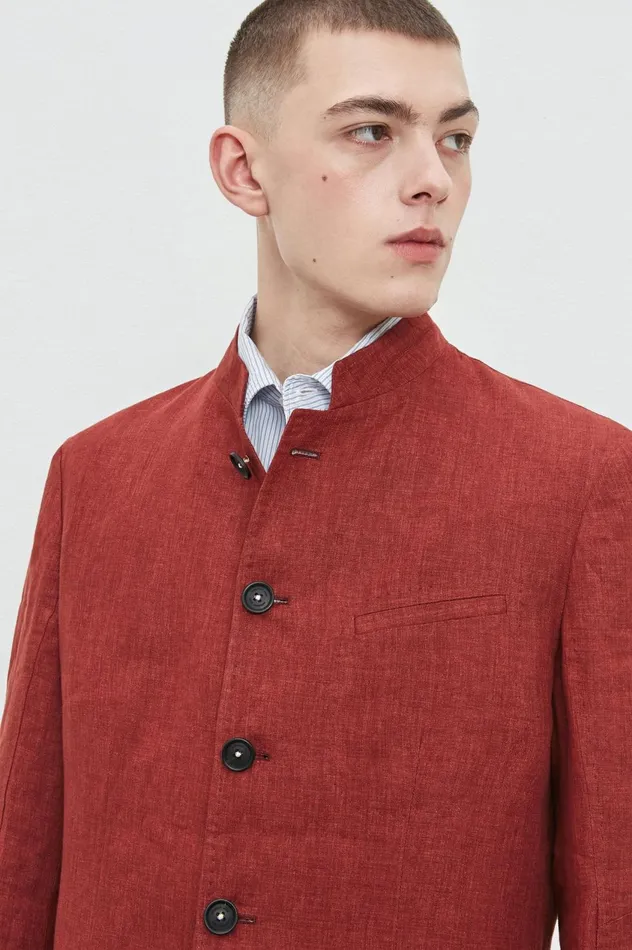 Men GSTAAD 8211 Dlav Linen Jacket 8211 Ruggine Massimo Alba Jackets and Coats Men GSTAAD 8211 Dlav Linen Jacket 8211 Ruggine Massimo Alba Jackets and Coats