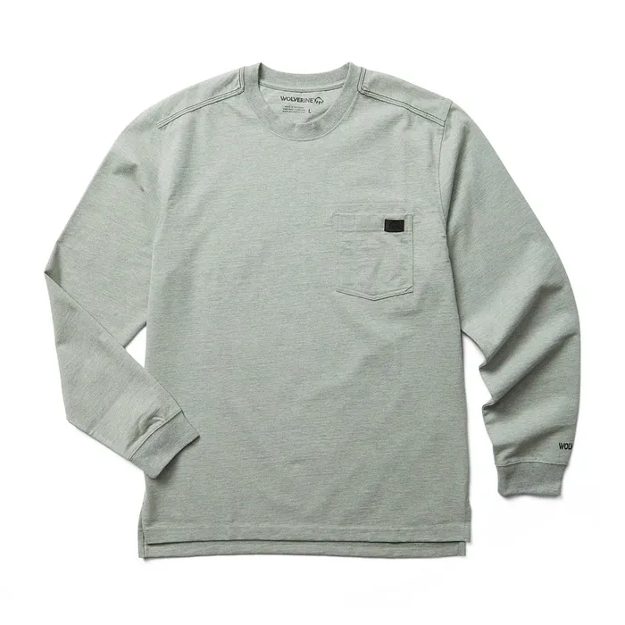 Men Guardian Cottontrade Long Sleeve Pocket Tee Light Grey Heather Wolverine Clothing