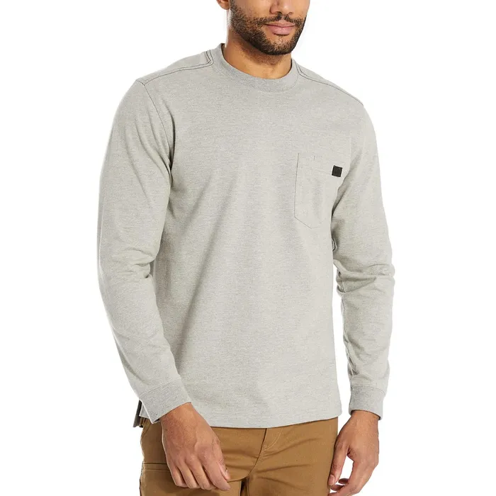 Men Guardian Cottontrade Long Sleeve Pocket Tee Light Grey Heather Wolverine Clothing
