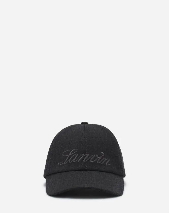 Men Hats Lanvin Script Wool Cap Anthracitegrey