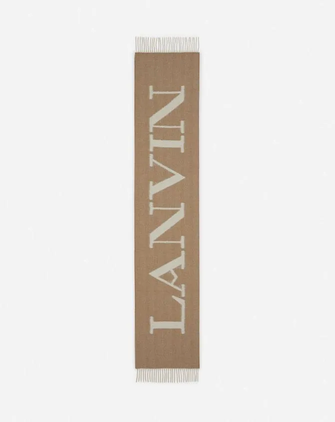 Men Hats Lanvin Signature Fringed Wool Scarf Masticecru Men Hats Lanvin Signature Fringed Wool Scarf Masticecru