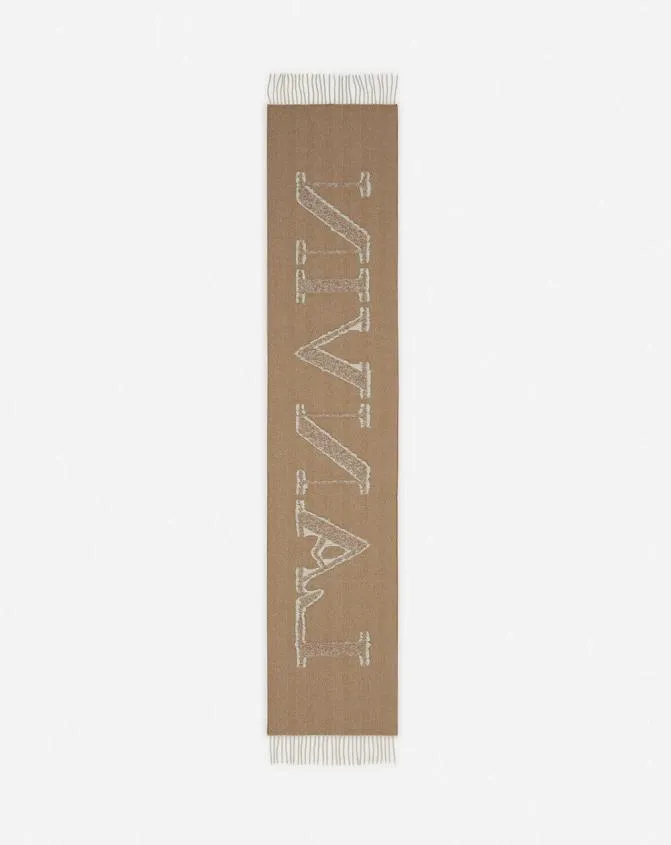 Men Hats Lanvin Signature Fringed Wool Scarf Masticecru Men Hats Lanvin Signature Fringed Wool Scarf Masticecru