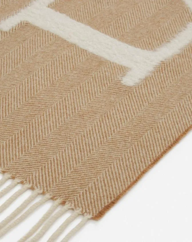 Men Hats Lanvin Signature Fringed Wool Scarf Masticecru Men Hats Lanvin Signature Fringed Wool Scarf Masticecru