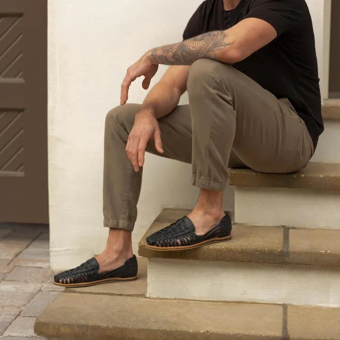 Men Huarache Sandal Black Nisolo Sandals and Slip Ons