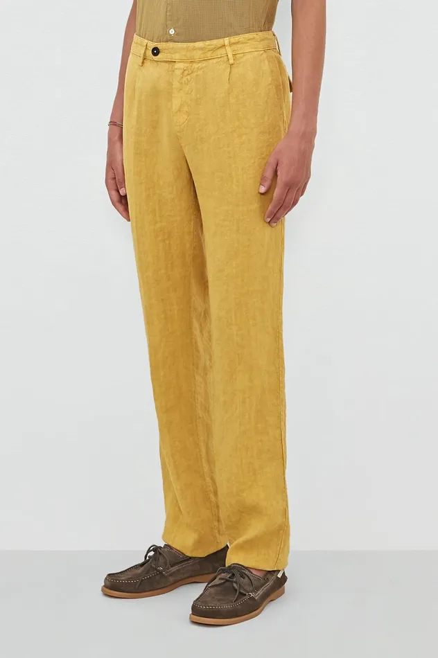 Men IONIO2 8211 Linen Canvas Trousers 8211 Mostarda Massimo Alba Trousers and Shorts Men IONIO2 8211 Linen Canvas Trousers 8211 Mostarda Massimo Alba Trousers and Shorts