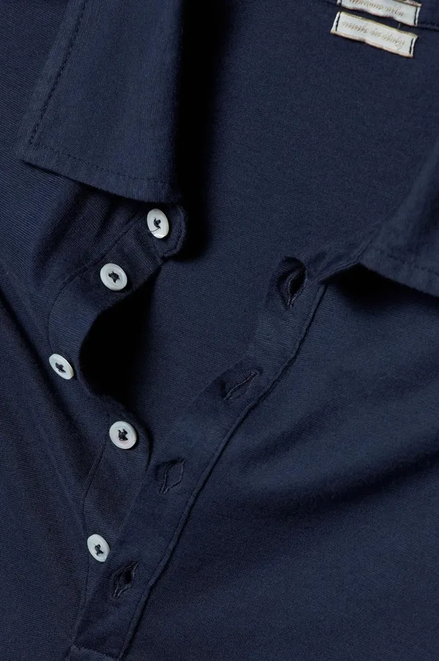 Men ISCHIA 8211 Cotton Jersey Long Sleeve Polo Shirt 8211 Blu Massimo Alba TShirts and Polos