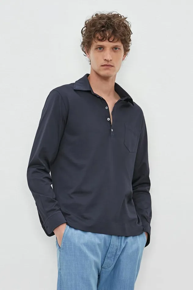 Men ISCHIA2 8211 Mak Cotton Jersey Polo Shirt 8211 Blu Massimo Alba TShirts and Polos