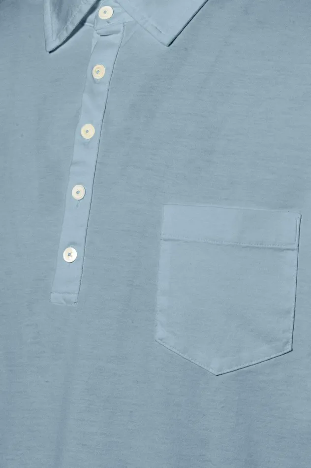 Men ISCHIA2 8211 Mak Cotton Jersey Polo Shirt 8211 Misty Blue Massimo Alba TShirts and Polos