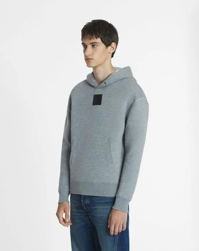 Men Knitwear and Sweatshirts Lanvin Baggy Wool Hoodie Steel Men Knitwear and Sweatshirts Lanvin Baggy Wool Hoodie Steel
