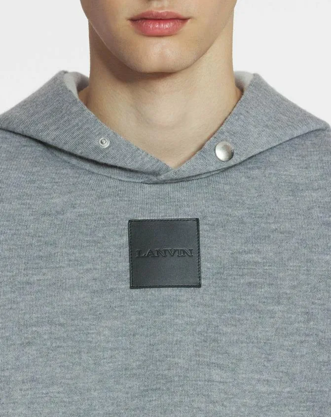 Men Knitwear and Sweatshirts Lanvin Baggy Wool Hoodie Steel Men Knitwear and Sweatshirts Lanvin Baggy Wool Hoodie Steel
