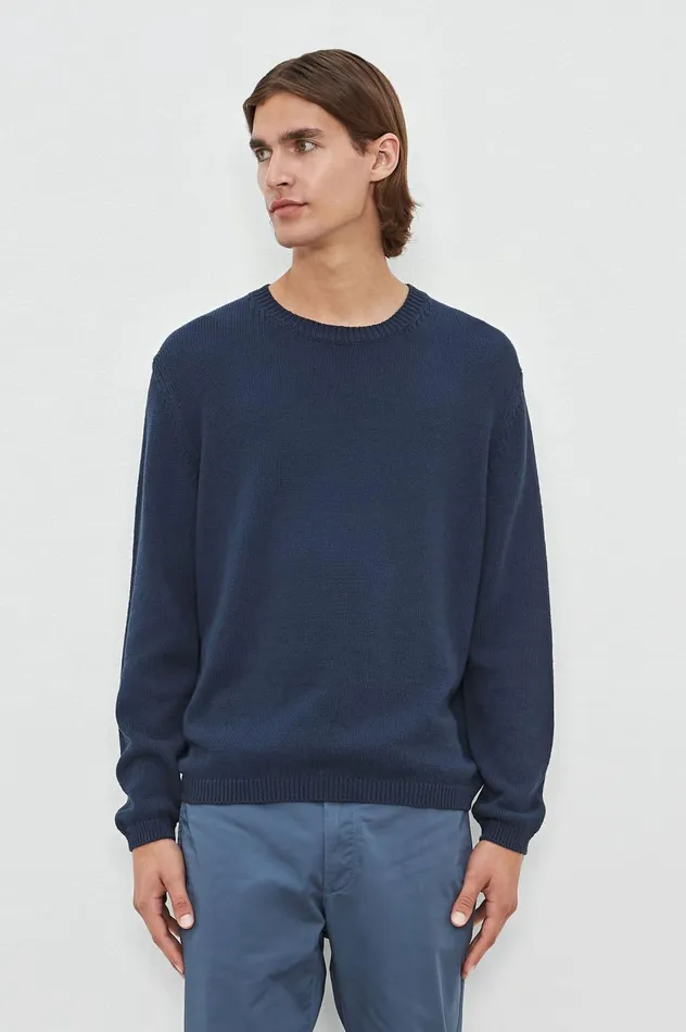 Men LEO 8211 Cotton Silk Sweater 8211 Blu Massimo Alba Knitwear