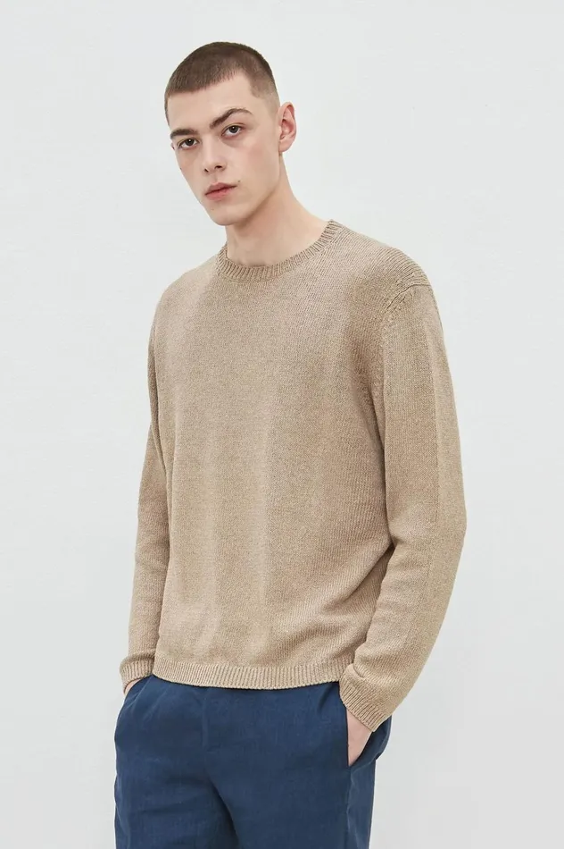 Men LEO 8211 Cotton Silk Sweater 8211 Naturale Massimo Alba Knitwear