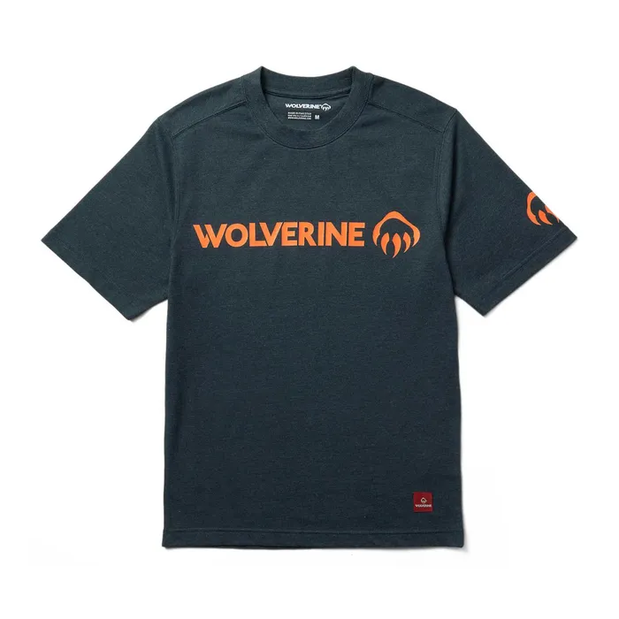 Men Modern Fit Short Sleeve Graphic Tee Dark Navy Heatherhv Orange Wolverine TShirts