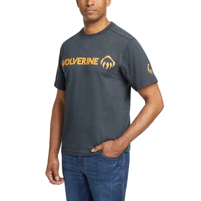 Men Modern Fit Short Sleeve Graphic Tee Dark Navy Heatherhv Orange Wolverine TShirts