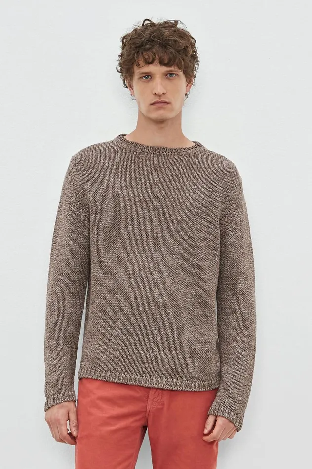 Men NICOLAS 8211 Linen Silk Sweater 8211 Brown Massimo Alba Knitwear