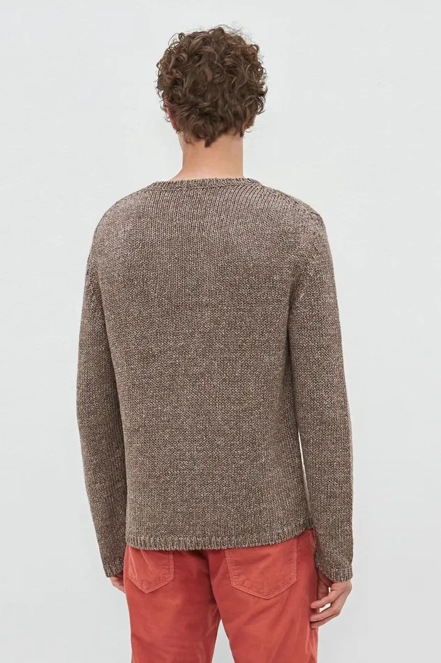 Men NICOLAS 8211 Linen Silk Sweater 8211 Brown Massimo Alba Knitwear