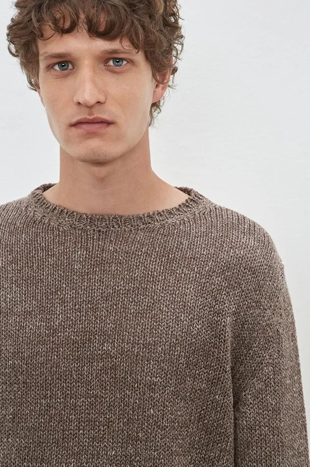 Men NICOLAS 8211 Linen Silk Sweater 8211 Brown Massimo Alba Knitwear