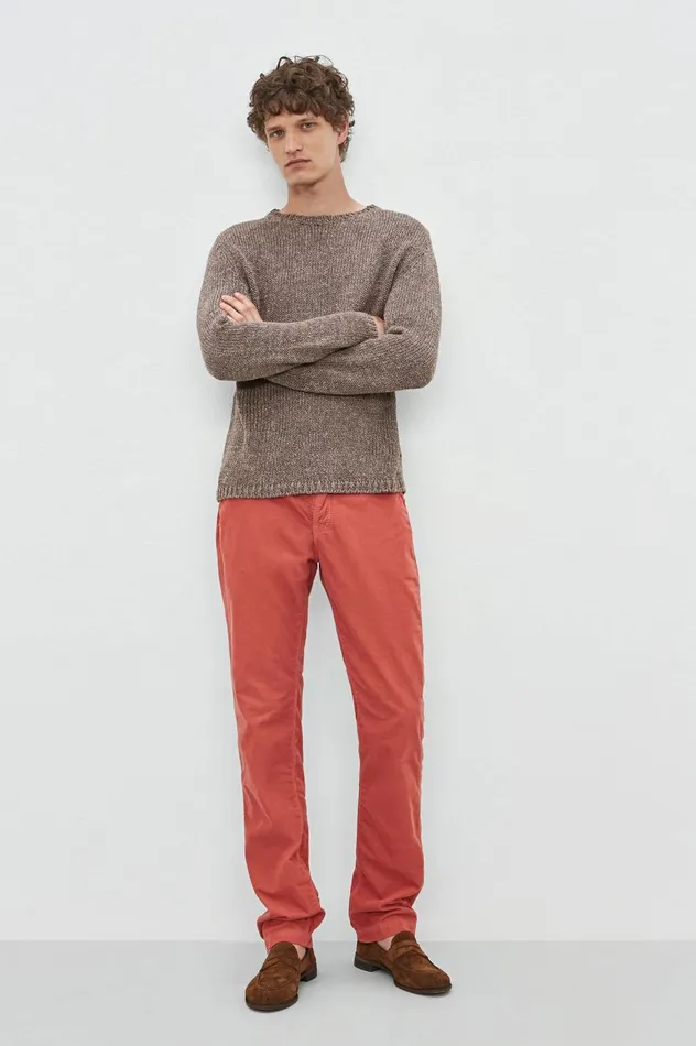 Men NICOLAS 8211 Linen Silk Sweater 8211 Brown Massimo Alba Knitwear