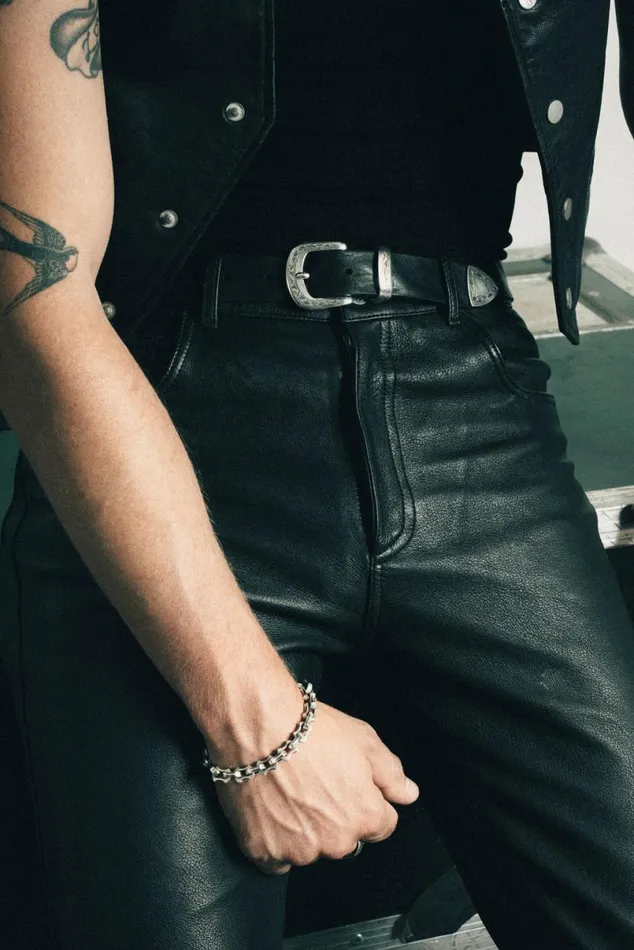 Men Old West Belt Worn Black Leather OTHER BELTS Men Old West Belt Worn Black Leather OTHER BELTS