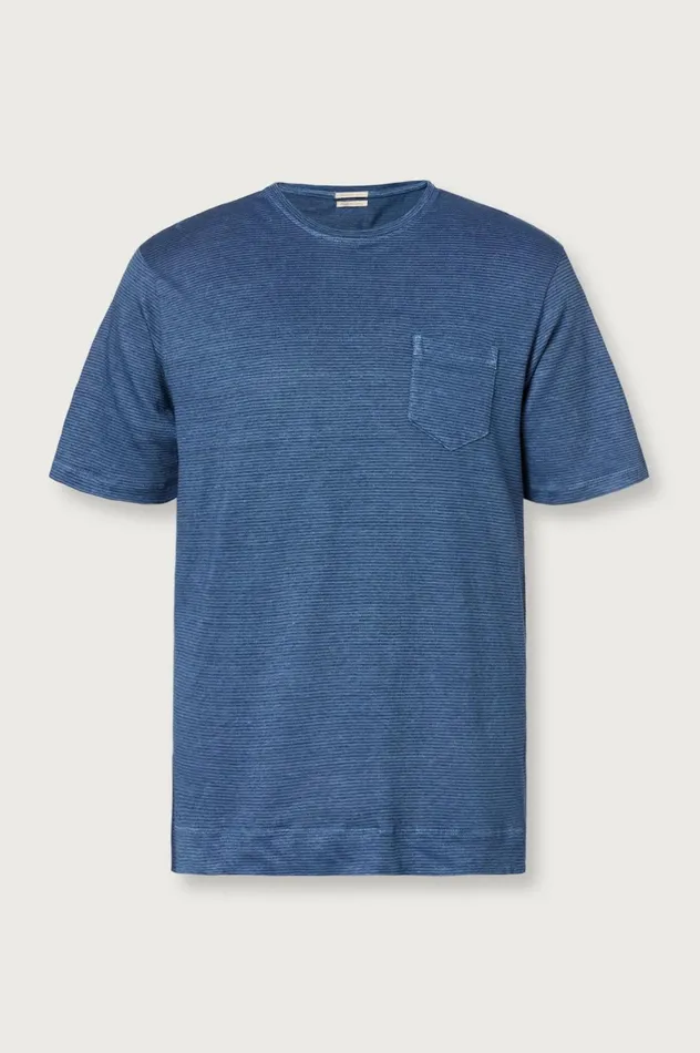 Men PANAREA 8211 Linen Cotton Jersey Crew Neck Tshirt 8211 Oltremare Massimo Alba TShirts and Polos Men PANAREA 8211 Linen Cotton Jersey Crew Neck Tshirt 8211 Oltremare Massimo Alba TShirts and Polos