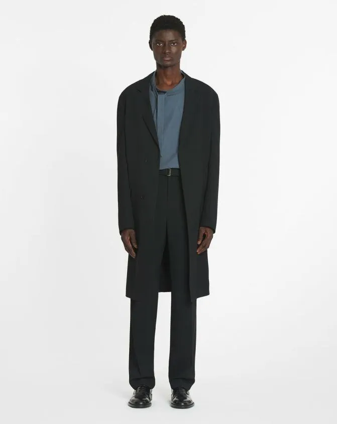 Men Pants and Shorts Lanvin Straight Fit Wool Pants Black