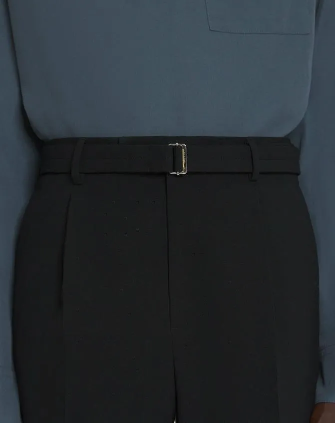 Men Pants and Shorts Lanvin Straight Fit Wool Pants Black