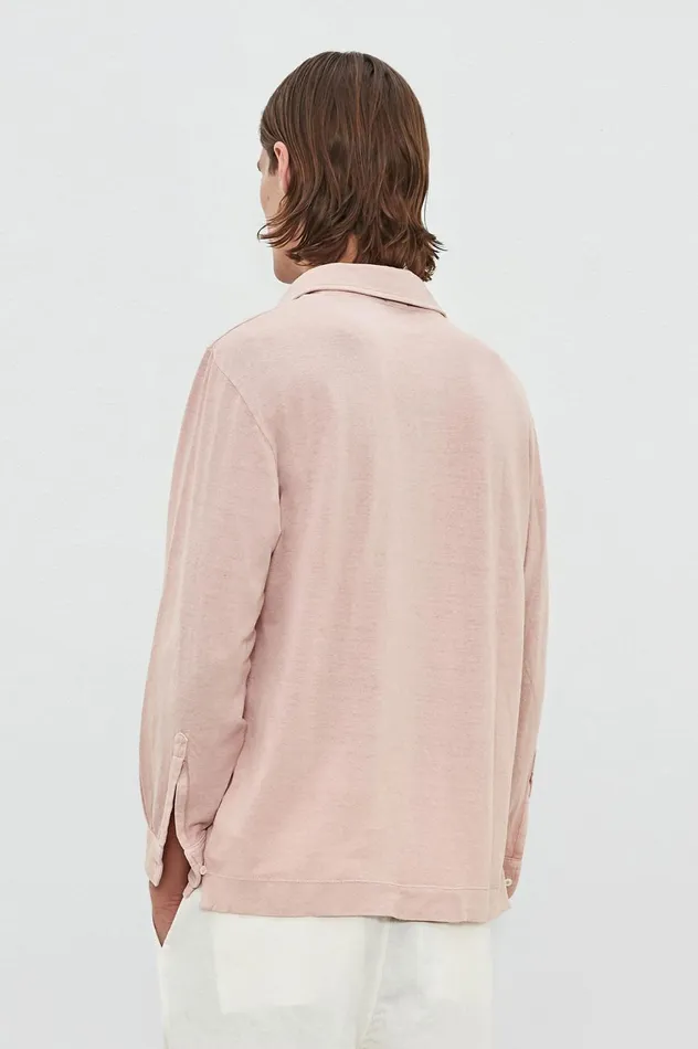 Men RAYA 8211 Linen Cotton Jersey Short Sleeve Polo Shirt 8211 Soft Pink Massimo Alba TShirts and Polos