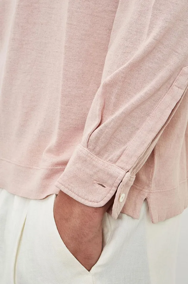 Men RAYA 8211 Linen Cotton Jersey Short Sleeve Polo Shirt 8211 Soft Pink Massimo Alba TShirts and Polos