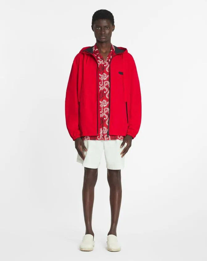 Men Shirts Lanvin Printed Cotton Shirt Carmine Red Men Shirts Lanvin Printed Cotton Shirt Carmine Red