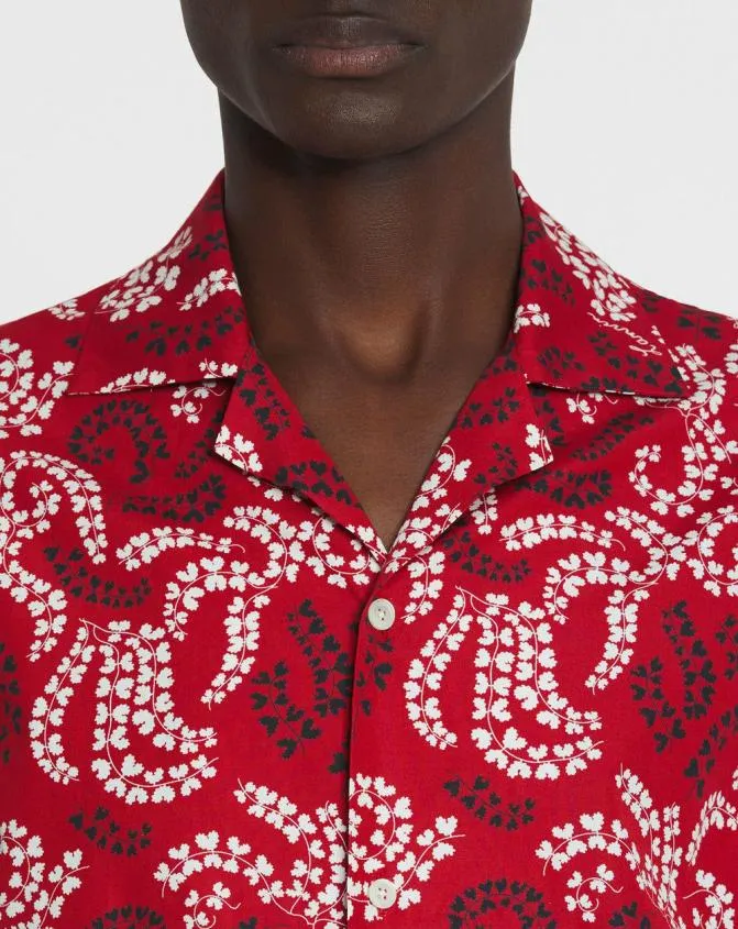 Men Shirts Lanvin Printed Cotton Shirt Carmine Red Men Shirts Lanvin Printed Cotton Shirt Carmine Red