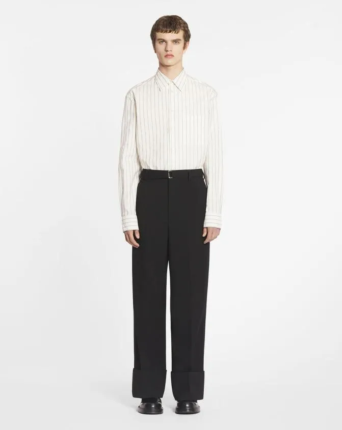 Men Shirts Lanvin Straight Striped Shirt Whitemahogany Men Shirts Lanvin Straight Striped Shirt Whitemahogany