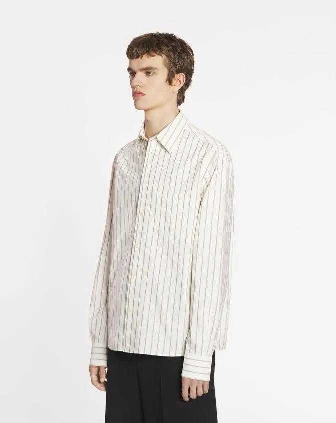 Men Shirts Lanvin Straight Striped Shirt Whitemahogany Men Shirts Lanvin Straight Striped Shirt Whitemahogany