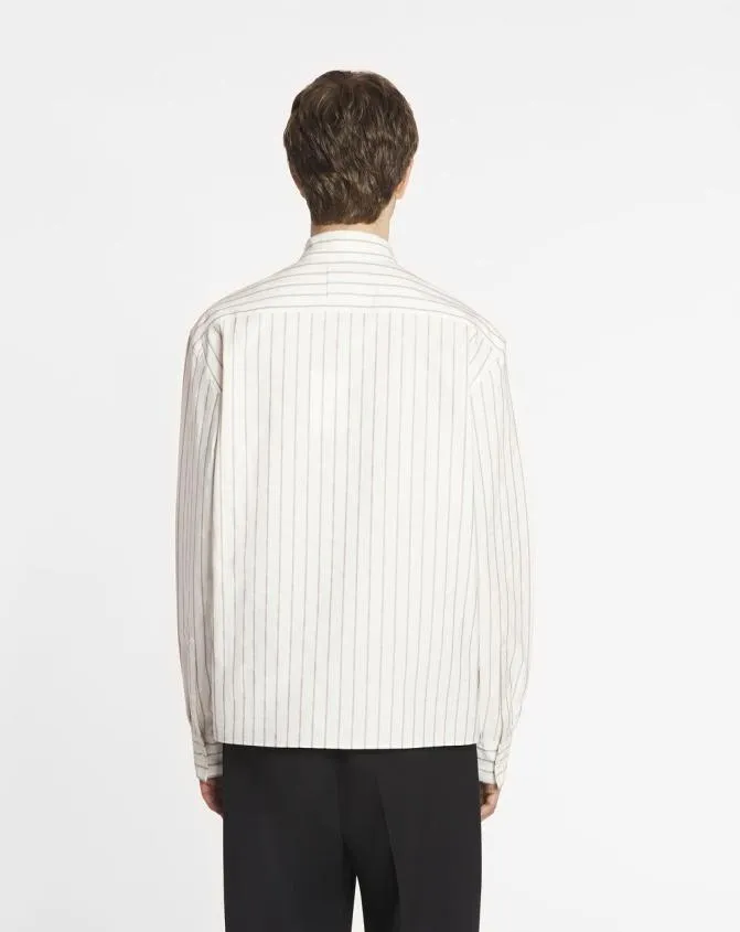 Men Shirts Lanvin Straight Striped Shirt Whitemahogany Men Shirts Lanvin Straight Striped Shirt Whitemahogany