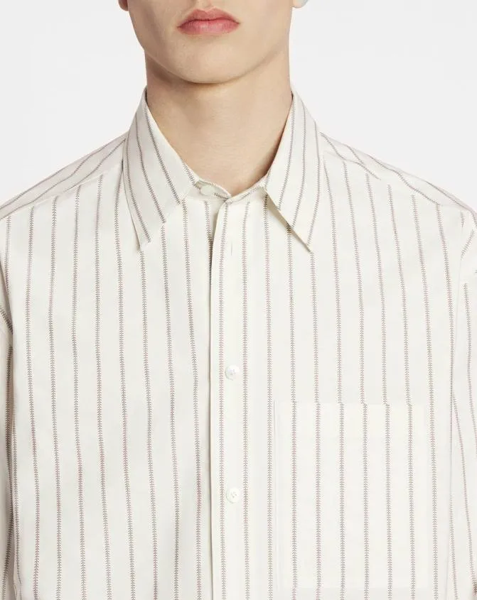 Men Shirts Lanvin Straight Striped Shirt Whitemahogany Men Shirts Lanvin Straight Striped Shirt Whitemahogany