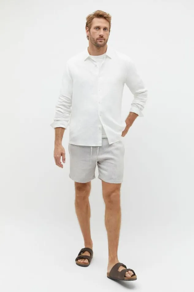 Men Shorts Seed Heritage Linen Short Chalk Crossdye