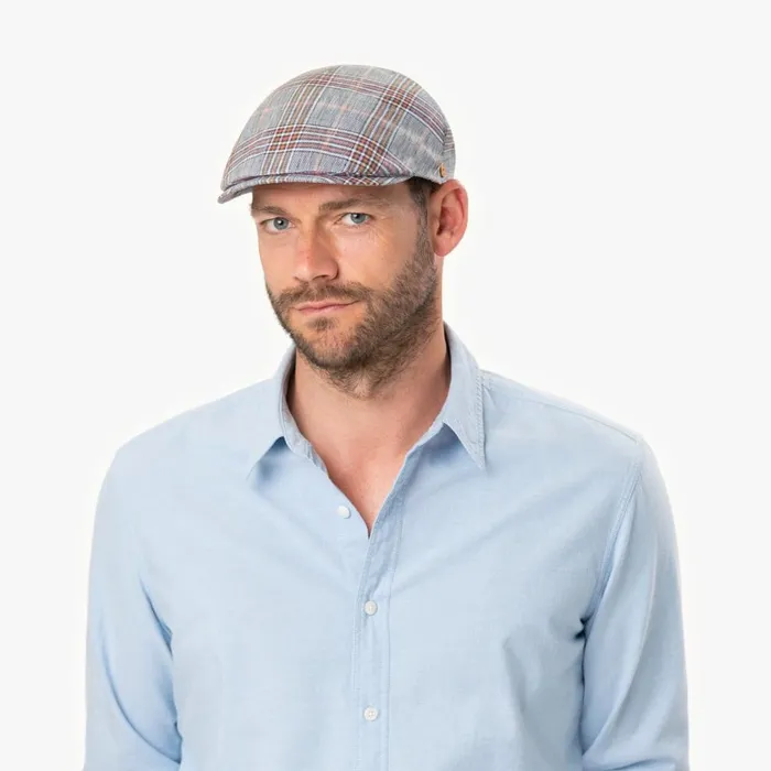 Men Sidney Superior Linen Check Flatcap Blue Mayser Flat Caps Men Sidney Superior Linen Check Flatcap Blue Mayser Flat Caps