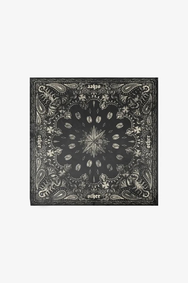 Men Silk Bandana Vintage Black and Dirty White OTHER BANDANAS and SCARVES