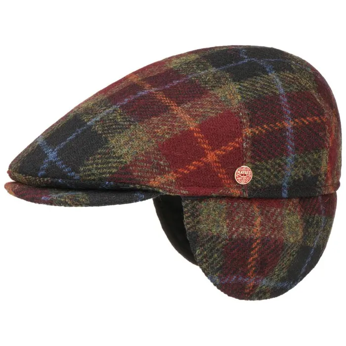 Men Simon Harris Tweed Flatcap Dark Red Mayser Flat Caps