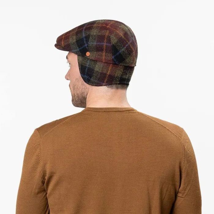 Men Simon Harris Tweed Flatcap Dark Red Mayser Flat Caps
