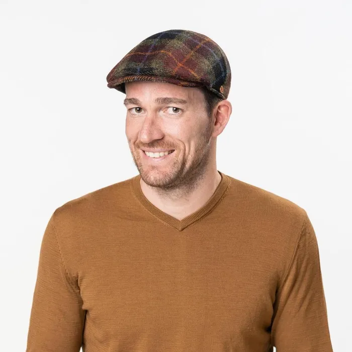 Men Simon Harris Tweed Flatcap Dark Red Mayser Flat Caps