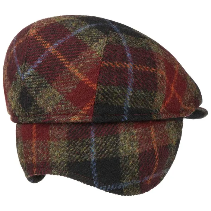 Men Simon Harris Tweed Flatcap Dark Red Mayser Flat Caps