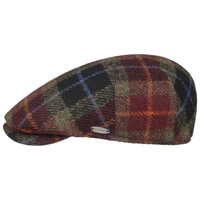 Men Simon Harris Tweed Flatcap Dark Red Mayser Flat Caps
