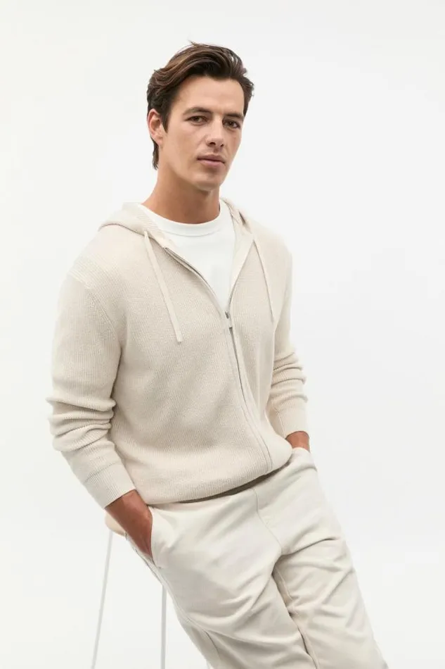 Men TShirts and Sweaters Seed Heritage Knit Hoodie Pebble Marle