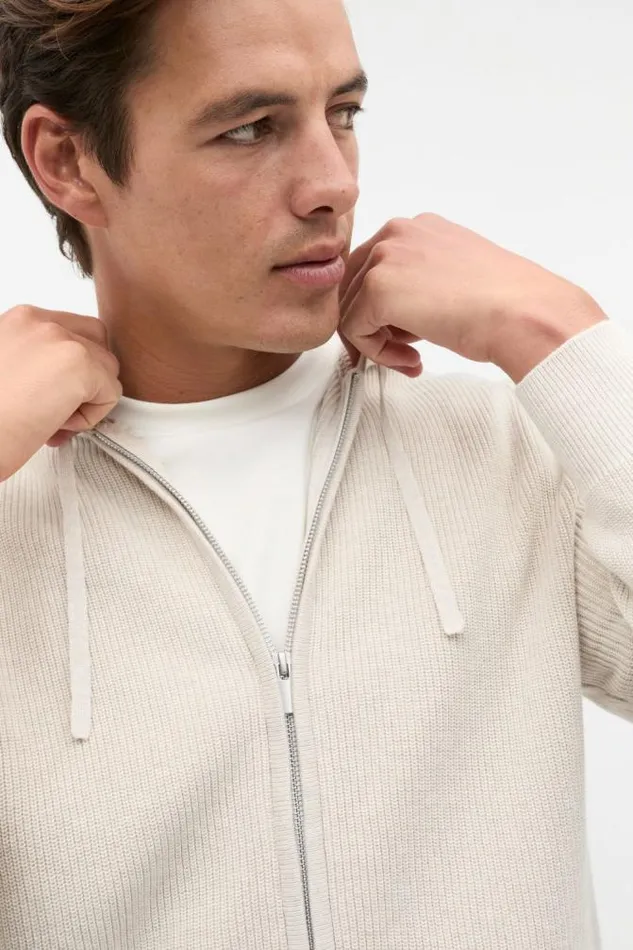 Men TShirts and Sweaters Seed Heritage Knit Hoodie Pebble Marle