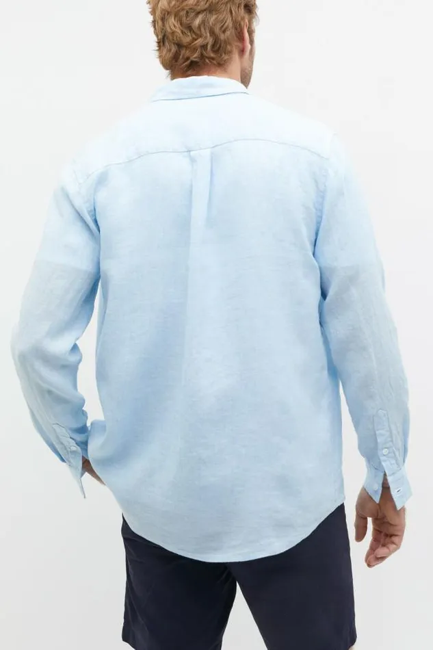 Men TShirts and Sweaters Seed Heritage Linen Shirt Clear Blue Crossdye